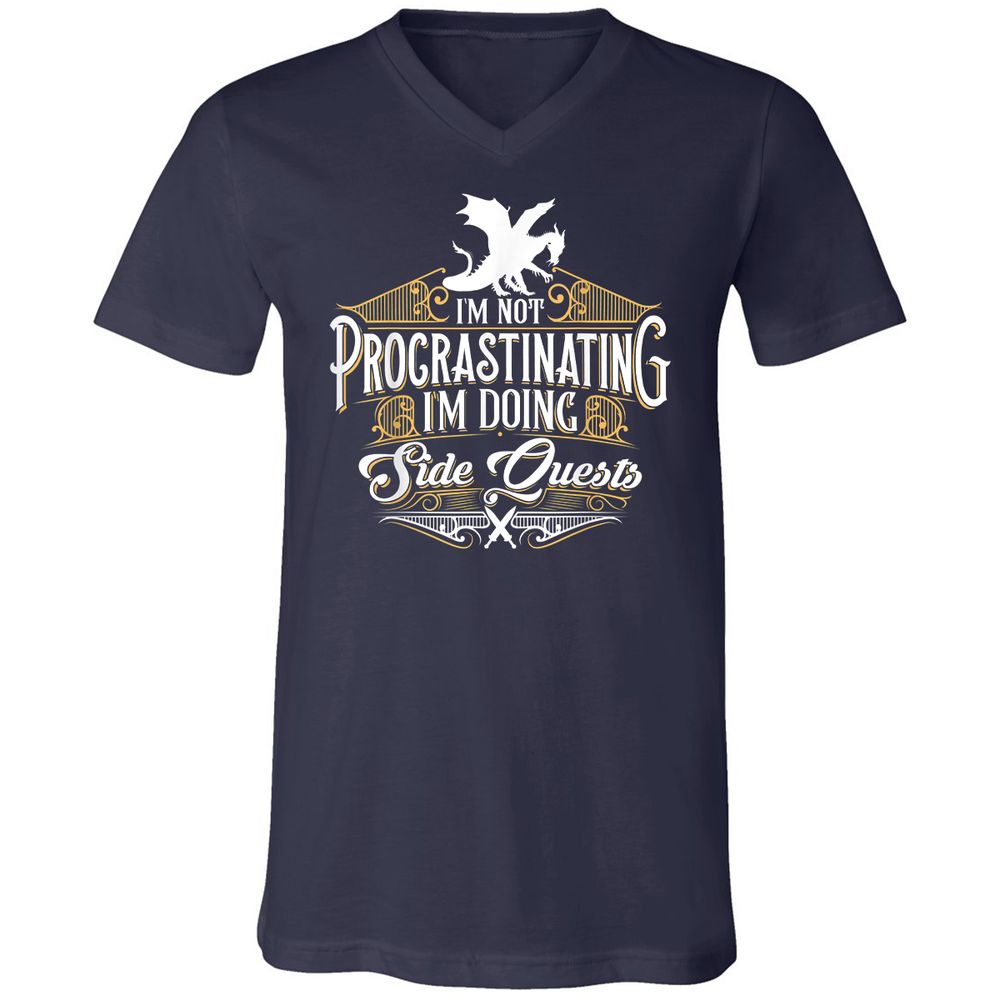 I'm Doing Side Quests Unisex V-Neck T-Shirt - Navy - 2