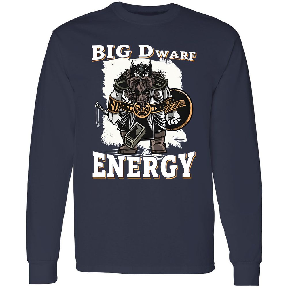 Big Dwarf Energy Long Sleeve T-Shirt - Navy - 2