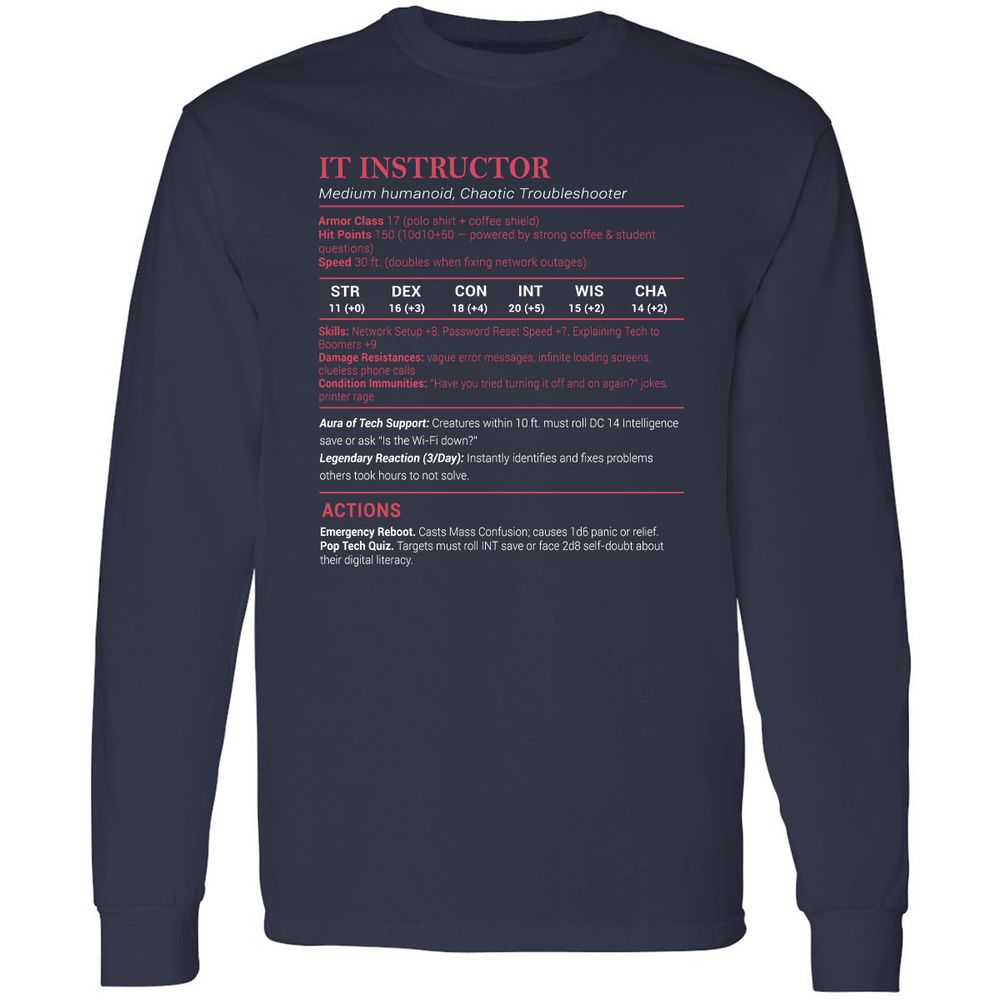 IT Instructor Long Sleeve T-Shirt - Navy - 2