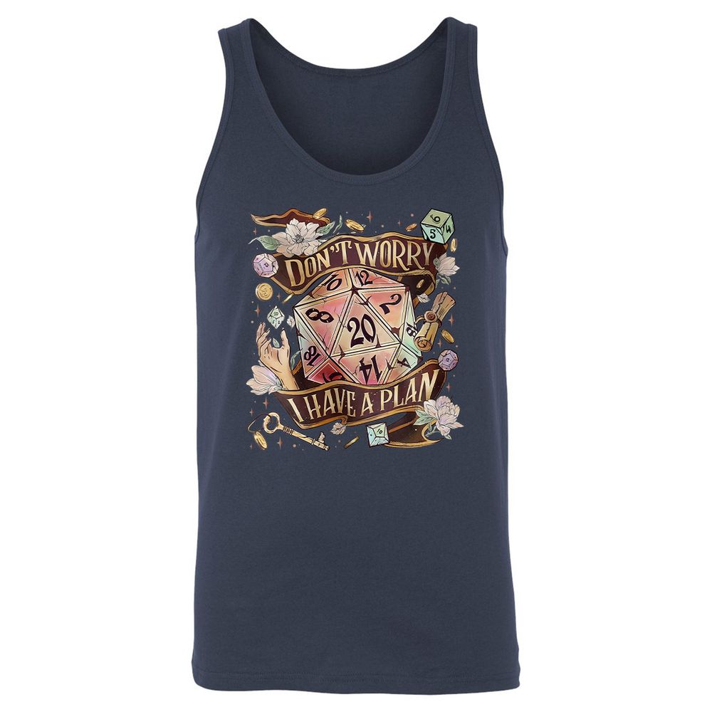 Floral Don't Worry I Have A Plan Unisex Jersey Tank - Navy - 2