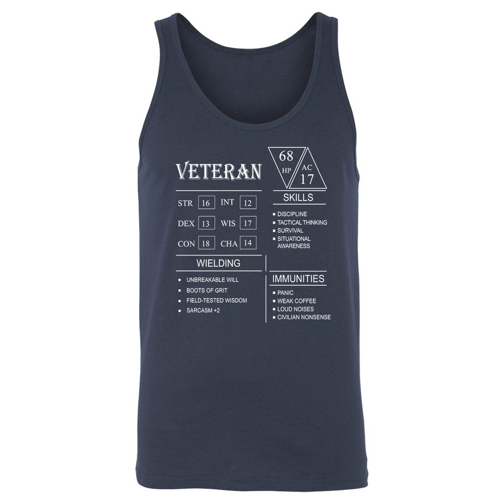 Veteran New Unisex Jersey Tank - Navy - 2