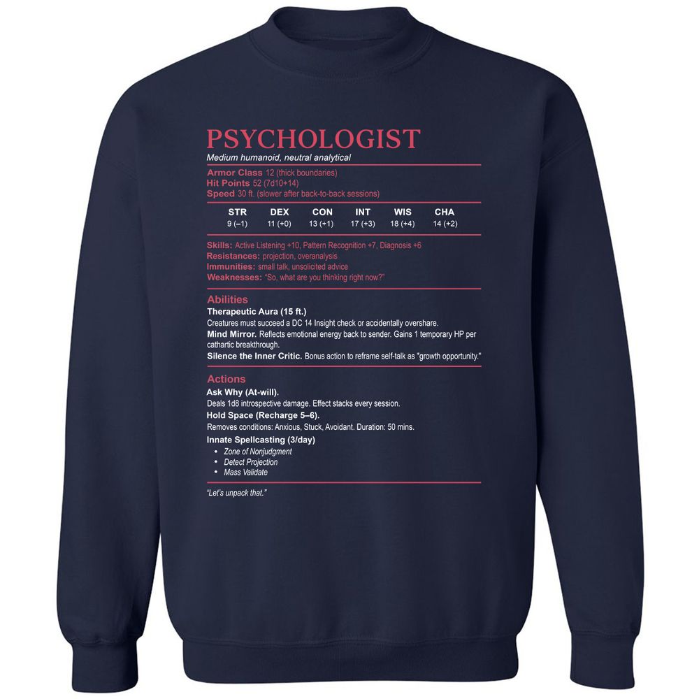 Psychologist Stats Classic Unisex Sweatshirt - Navy - 2