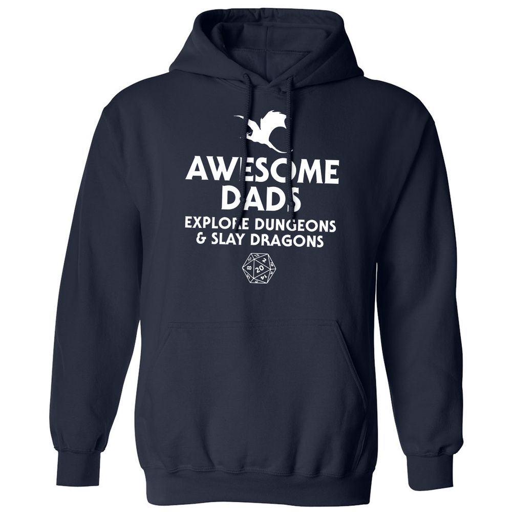 Awesome Dads Slay Dragons Classic Unisex Hoodie - Navy - 2