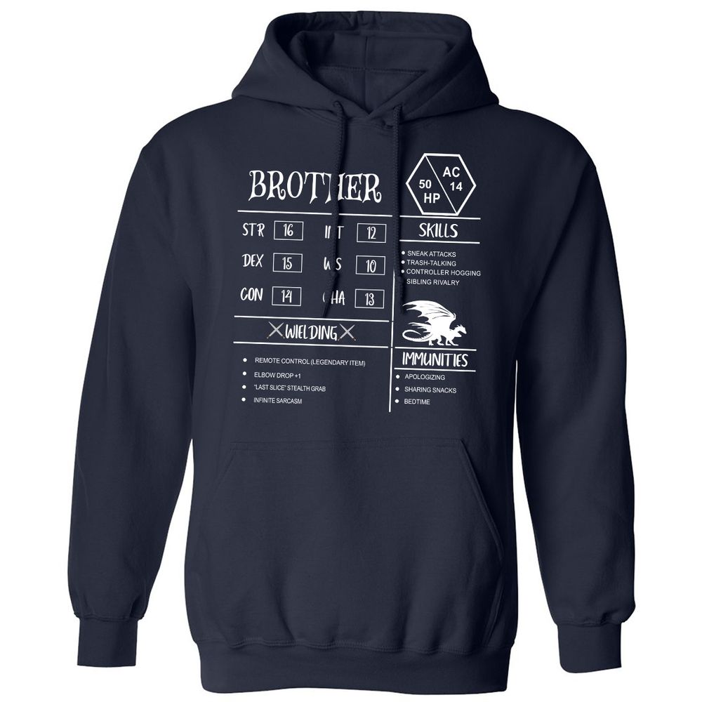 Brother Stats Classic Unisex Hoodie - Navy - 2