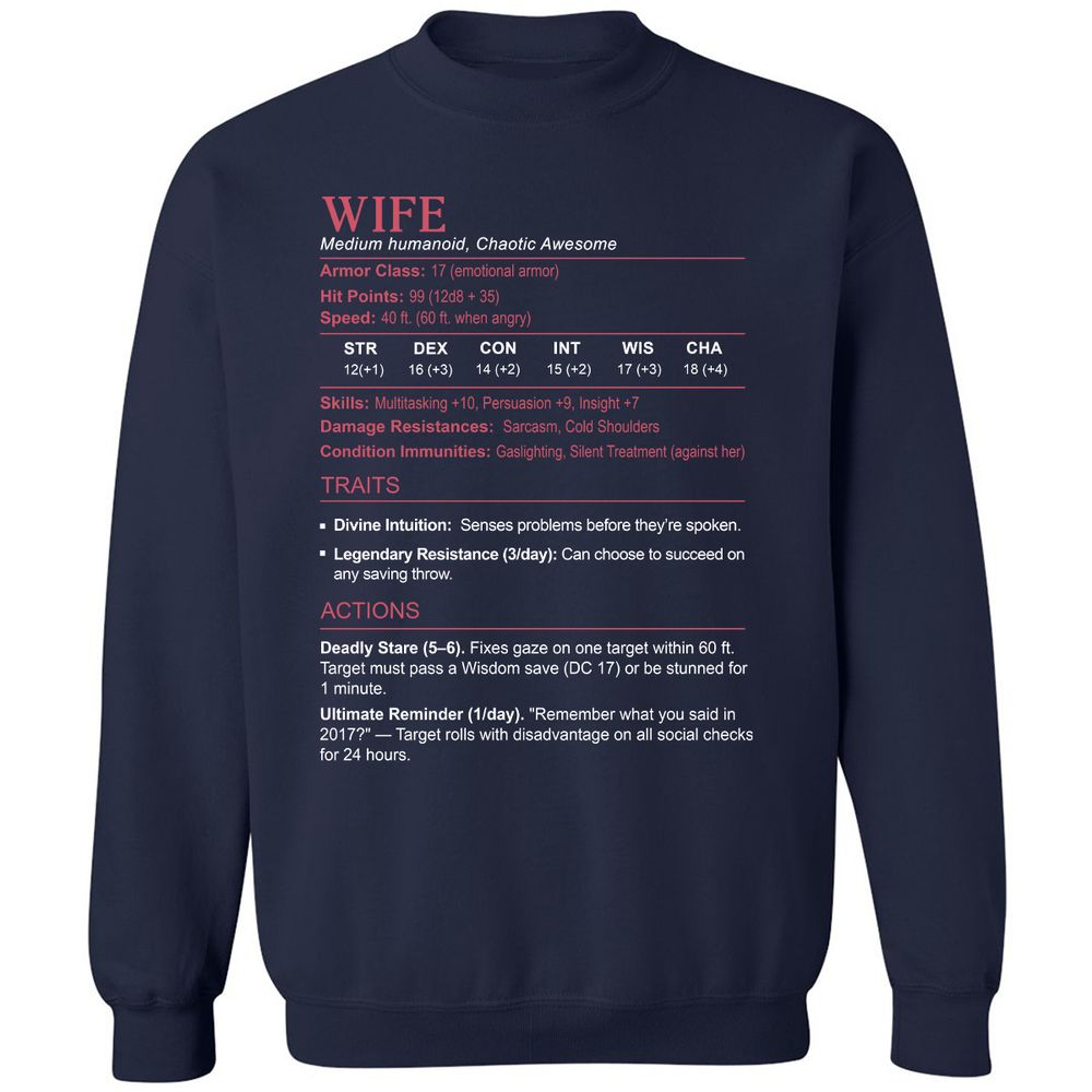 Wife Stats Classic Unisex Sweatshirt - Navy - 2