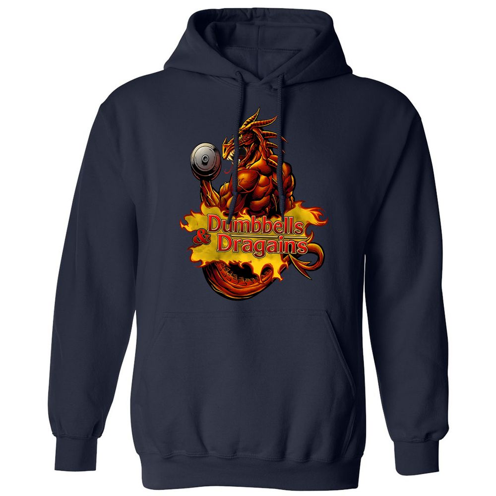 Dumbbells & Dragains Classic Unisex Hoodie - Navy - 2
