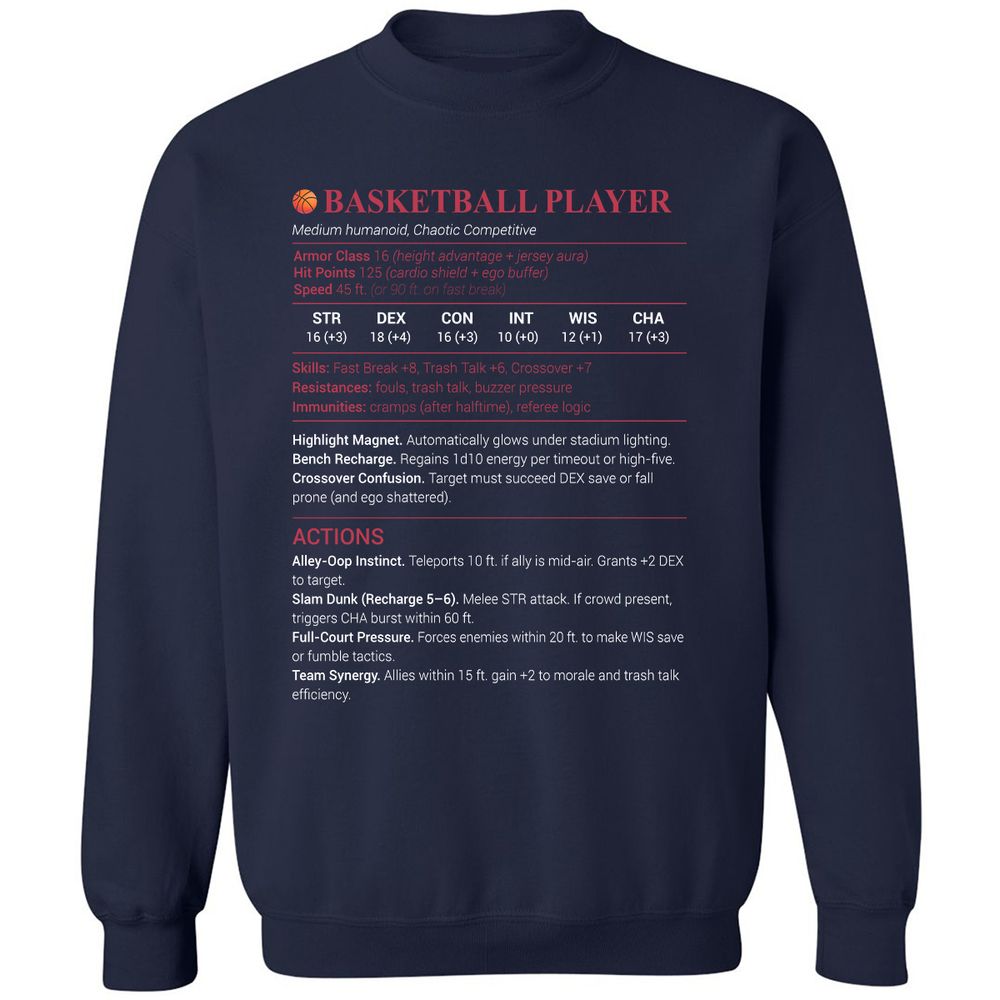 Basketball Player Classic Unisex Sweatshirt - Navy - 2