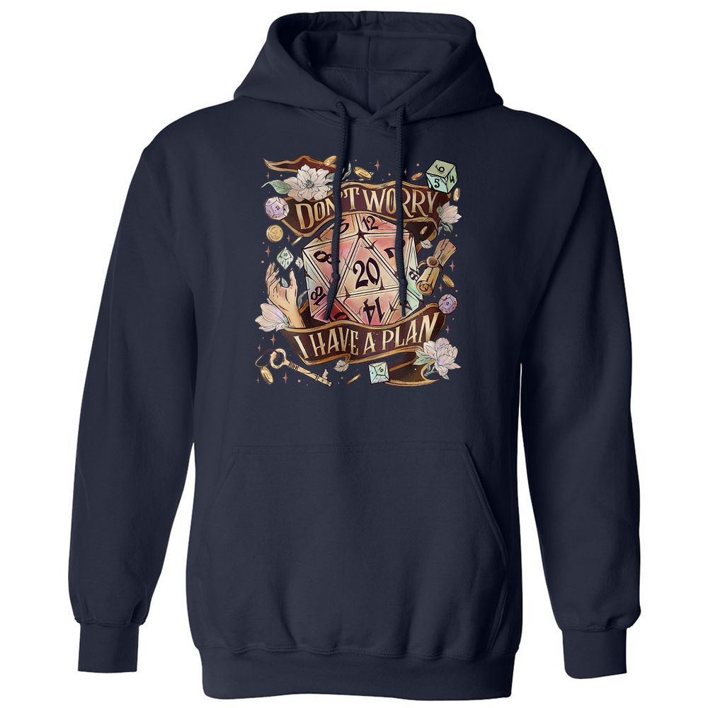 Floral Don't Worry I Have A Plan Classic Unisex Hoodie - Navy - 2