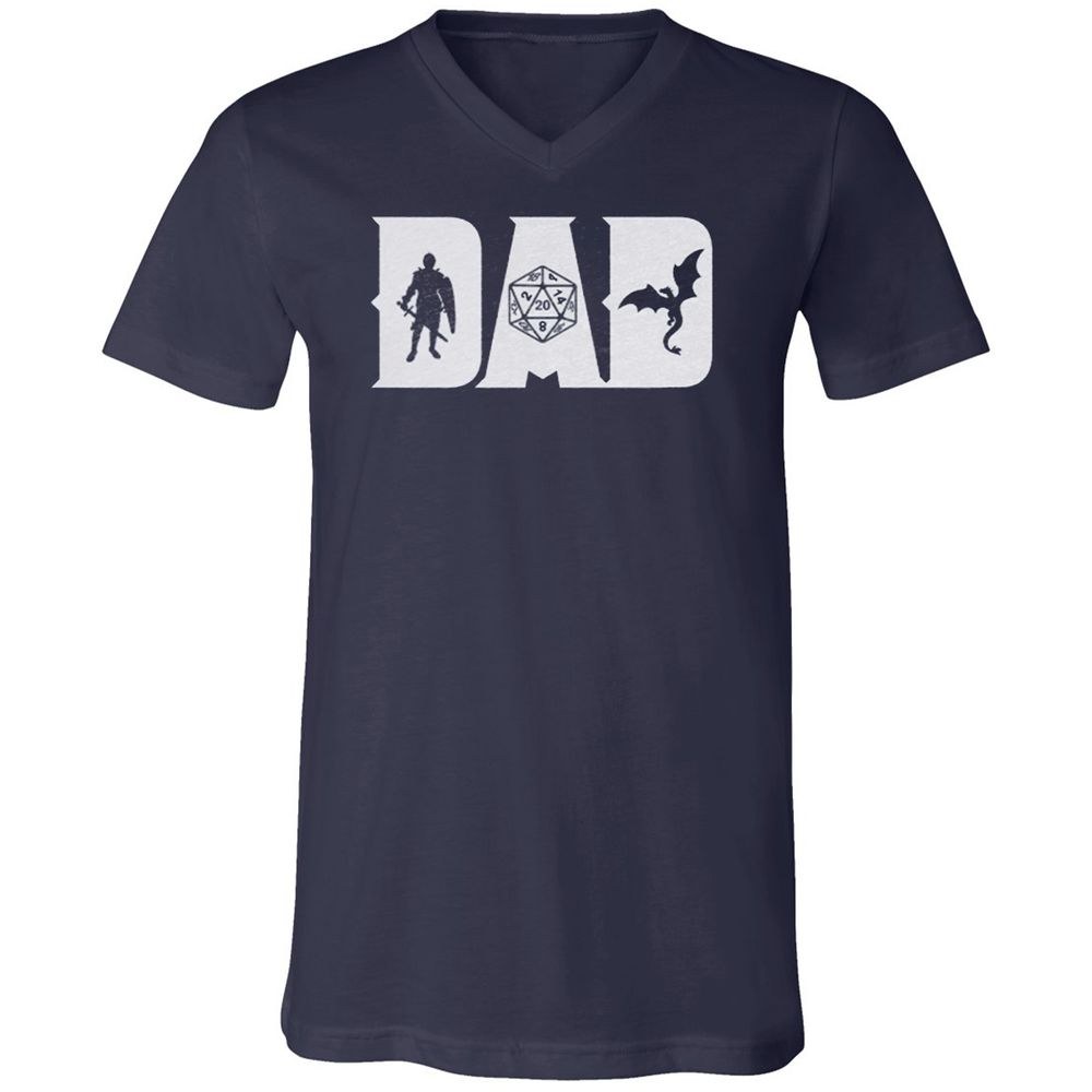 Dad Fathers Day Unisex V-Neck T-Shirt - Navy - 2