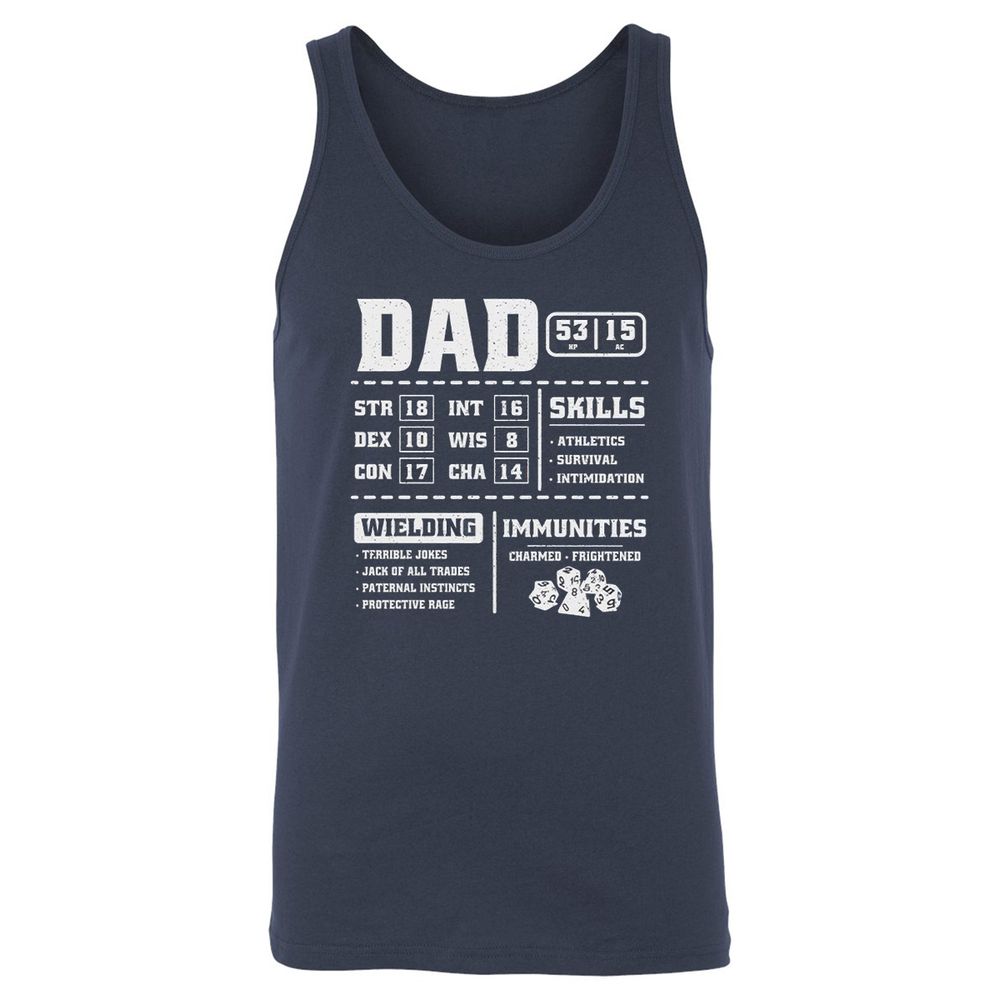 Dad Stat Block 2 Unisex Jersey Tank - Navy - 2