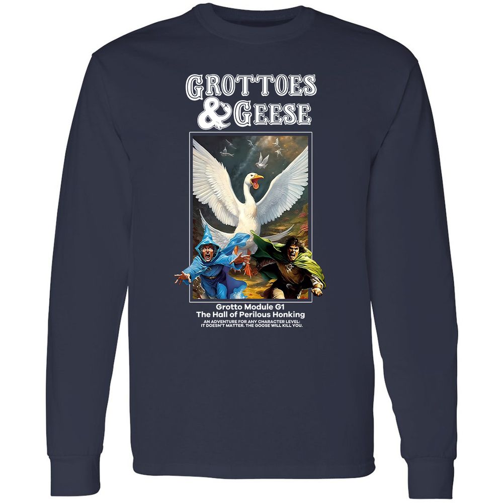Grottoes & Geese Long Sleeve T-Shirt - Navy - 2