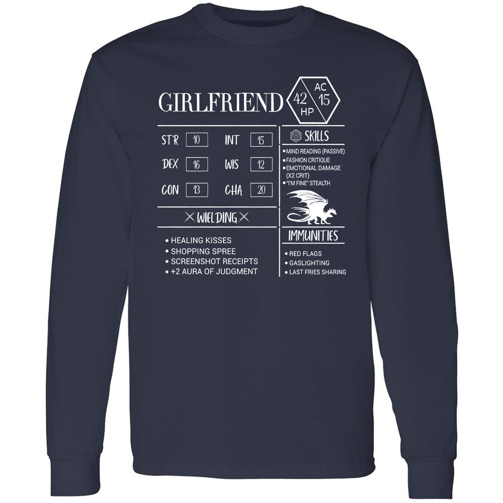 Girlfriend Stats Long Sleeve T-Shirt - Navy - 2