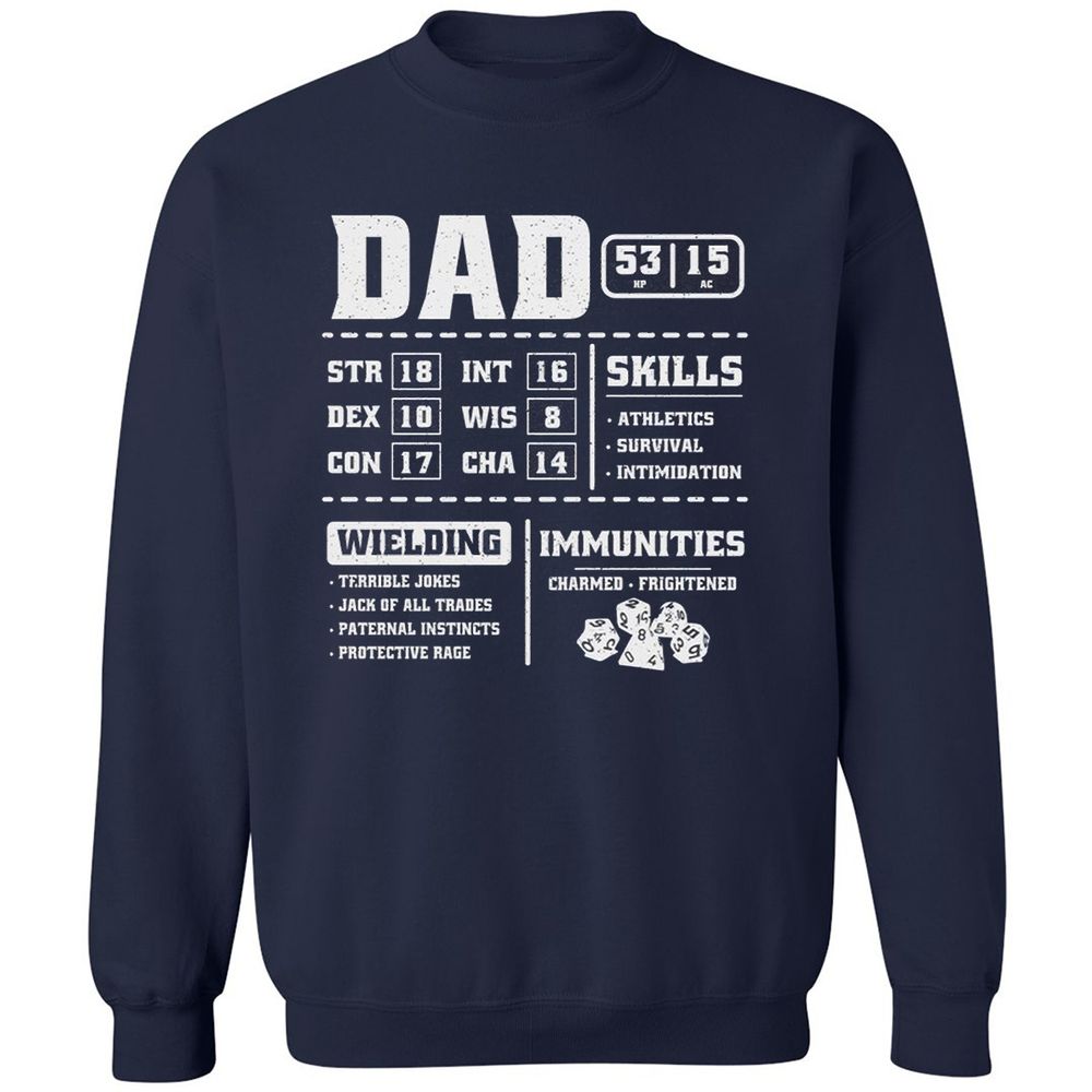 Dad Stat Block 2 Classic Unisex Sweatshirt - Navy - 2
