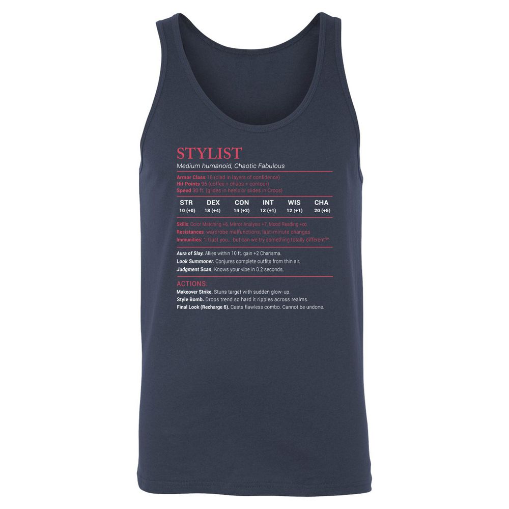 Stylist Stats Unisex Jersey Tank - Navy - 2