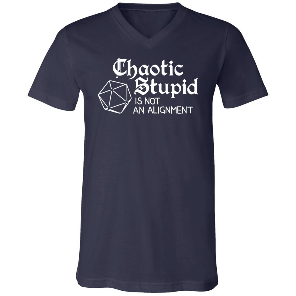 Chaotic Stupid Is Not An Alignment Unisex V-Neck T-Shirt - Navy - 2