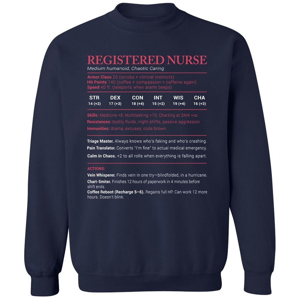 Registered Nurse Stats Classic Unisex Sweatshirt - Navy - 2