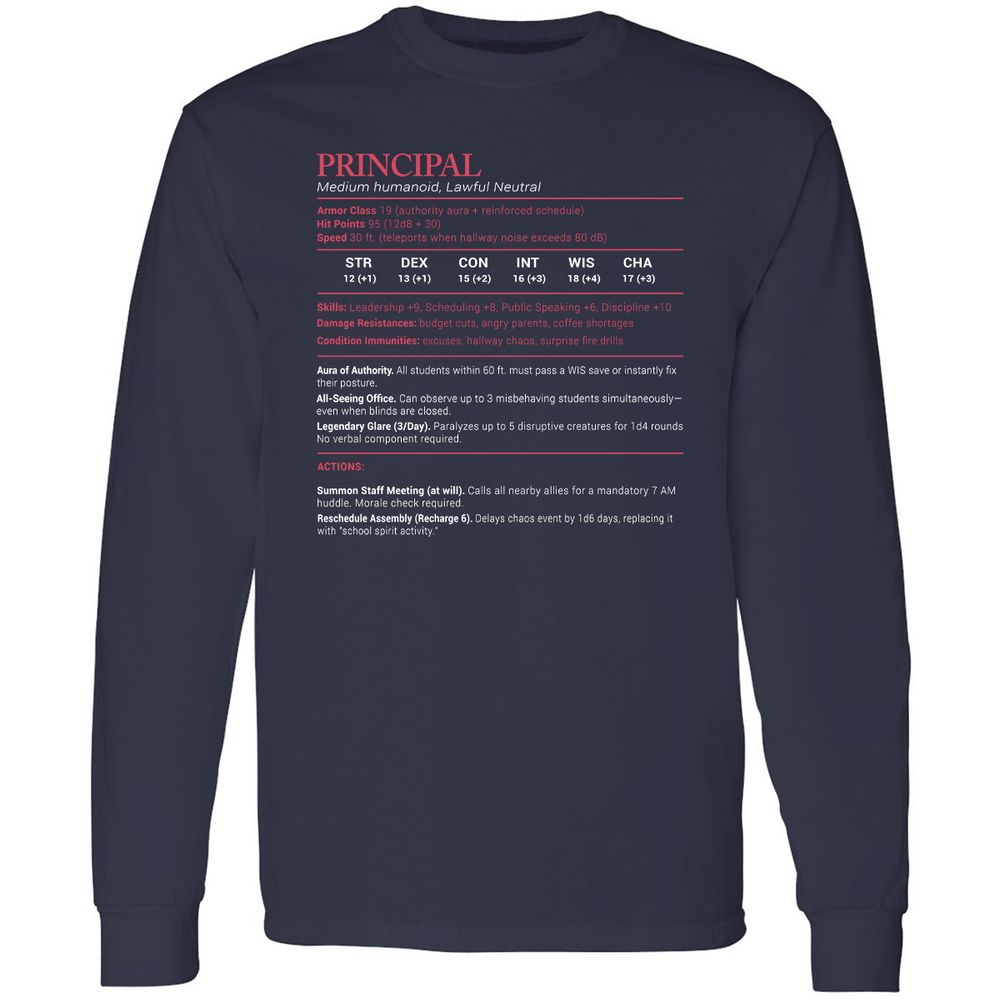 Principal Stats Long Sleeve T-Shirt - Navy - 2