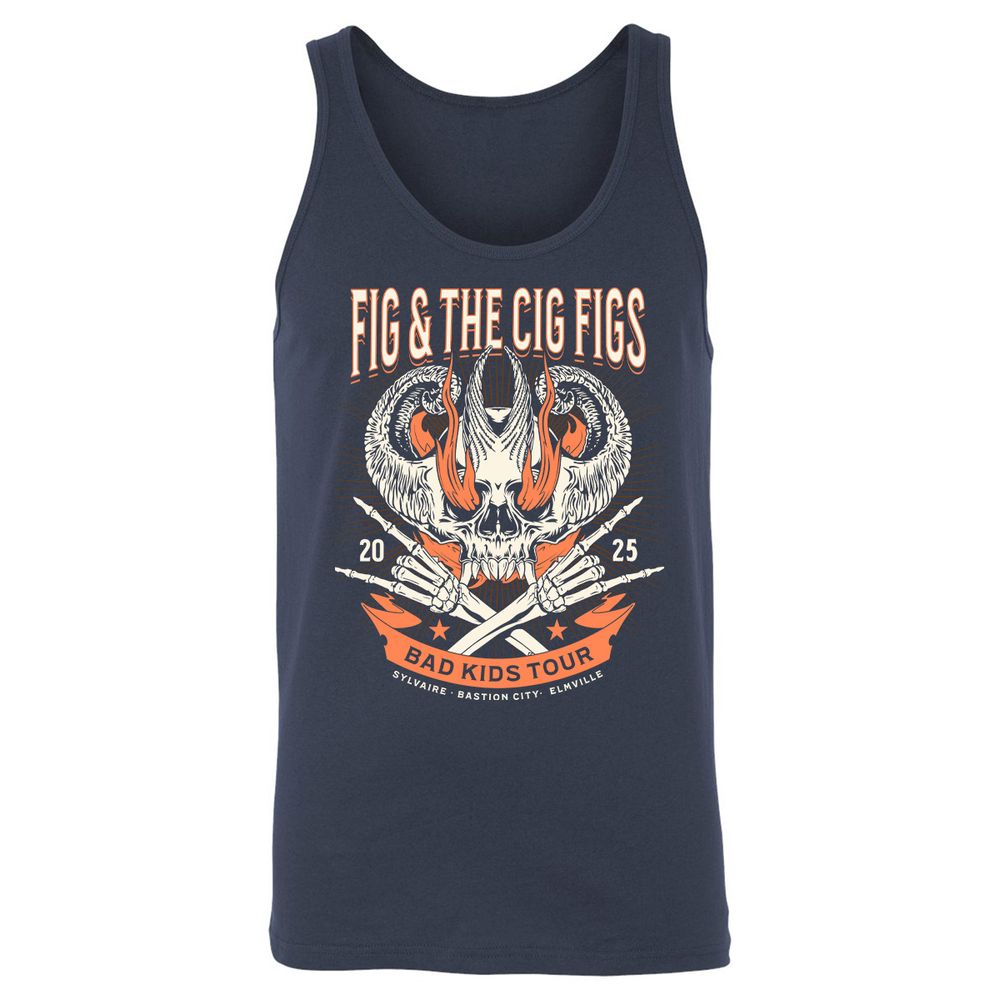 Fig and the Cig Figs, Dimension 20 Unisex Jersey Tank - Navy - 2