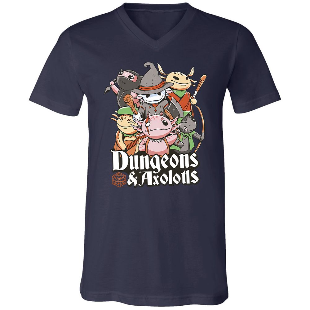 Dungeons And Axolotls Unisex V-Neck T-Shirt - Navy - 2