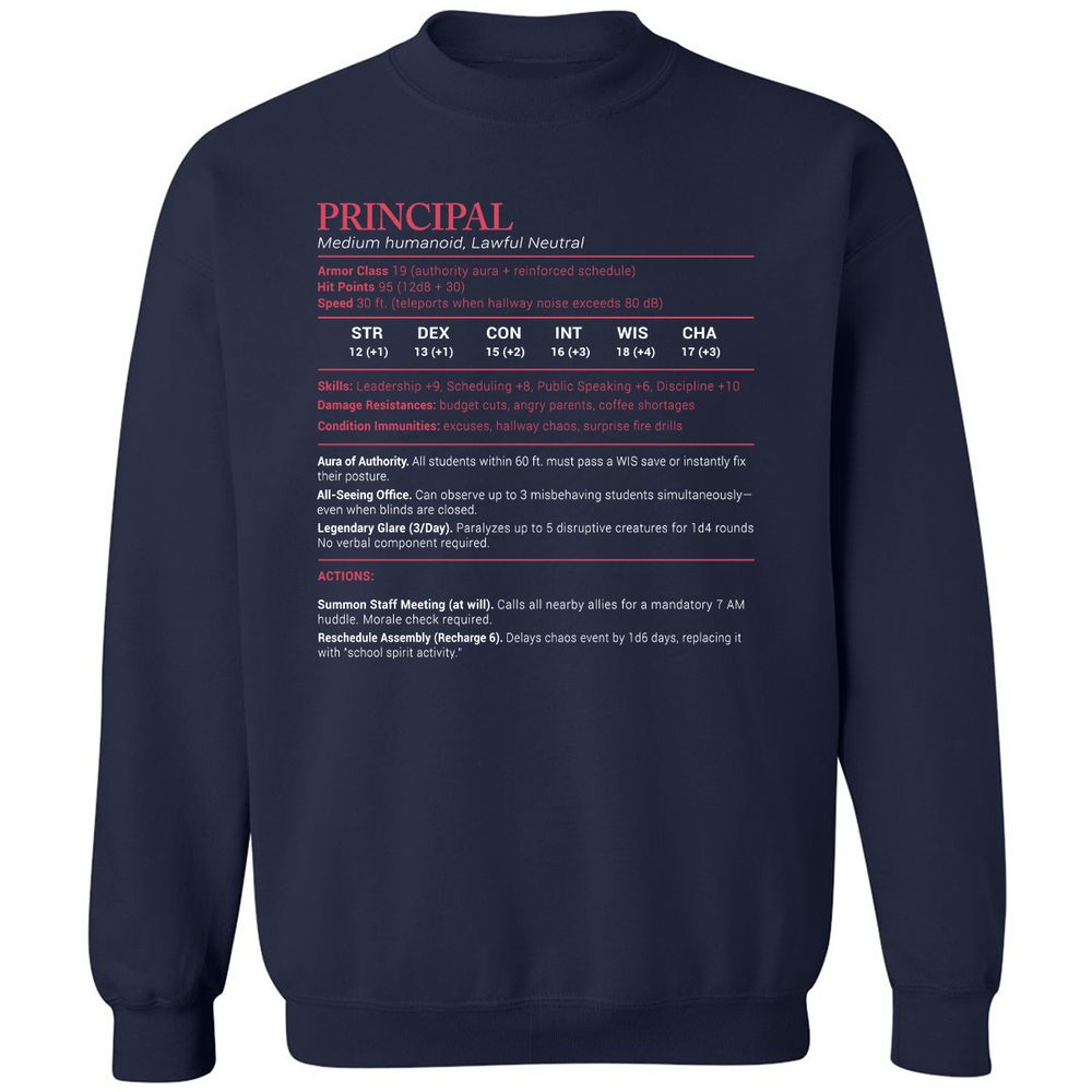 Principal Stats Classic Unisex Sweatshirt - Navy - 2