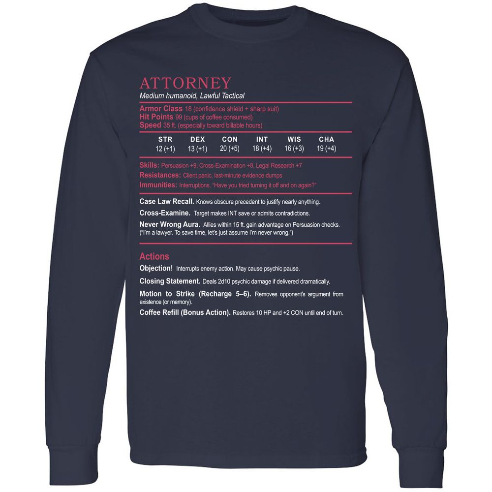 Attorney Long Sleeve T-Shirt - Navy - 2