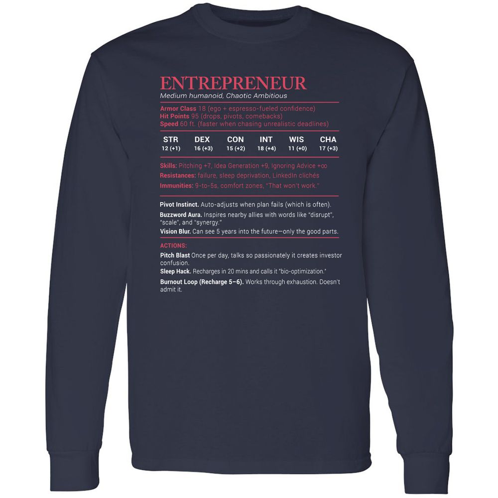 Entrepreneur Stats Long Sleeve T-Shirt - Navy - 2
