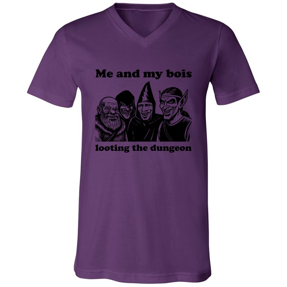 Me and my bois looting the dungeon Unisex V-Neck T-Shirt - Team Purple - 2