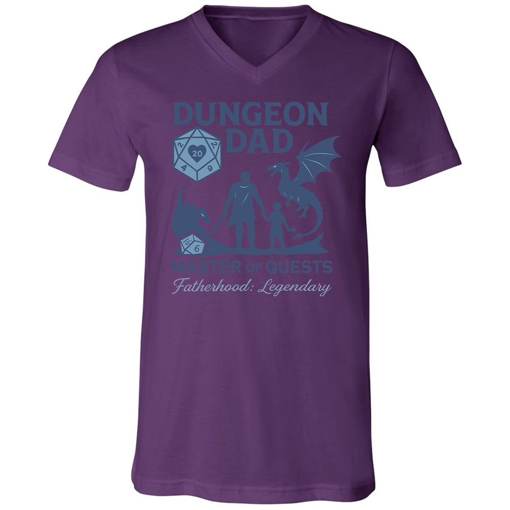 Dungeon Dad Master Of Quests Unisex V-Neck T-Shirt - Team Purple - 2