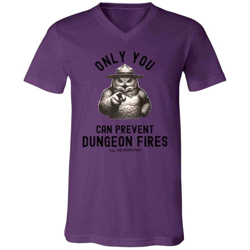 Only You Can Prevent Dungeon Fires Unisex V-Neck T-Shirt - Team Purple - 2