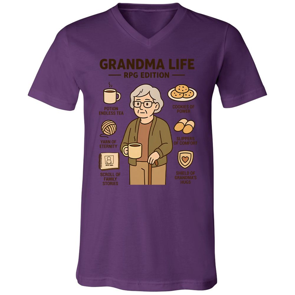 Grandma Life RPG Edition Unisex V-Neck T-Shirt - Team Purple - 2