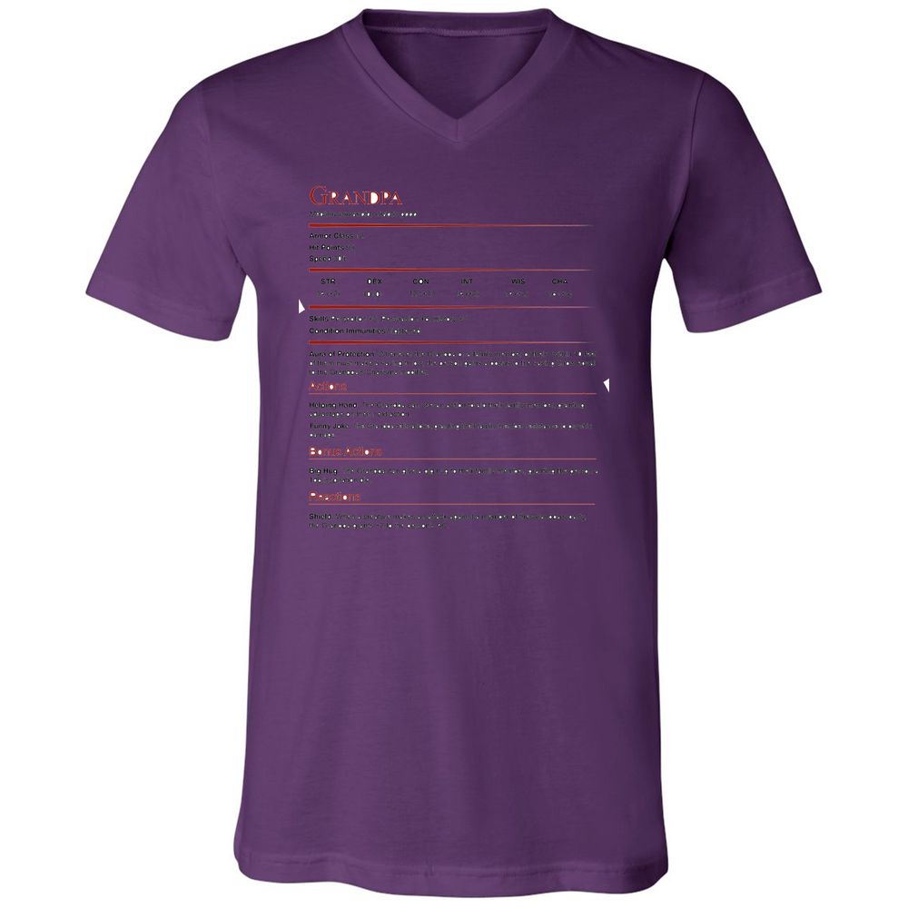 Grandpa Stat Block Unisex V-Neck T-Shirt - Team Purple - 2