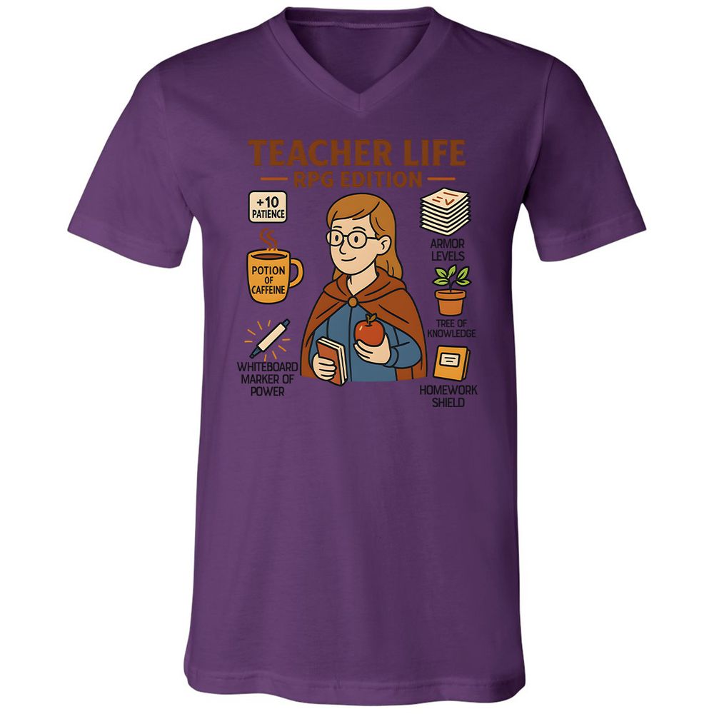 Teacher Life RPG Edition Unisex V-Neck T-Shirt - Team Purple - 2