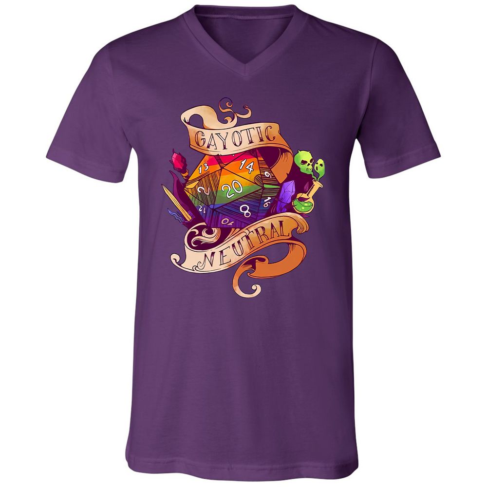 Gayotic Neutral Unisex V-Neck T-Shirt - Team Purple - 2