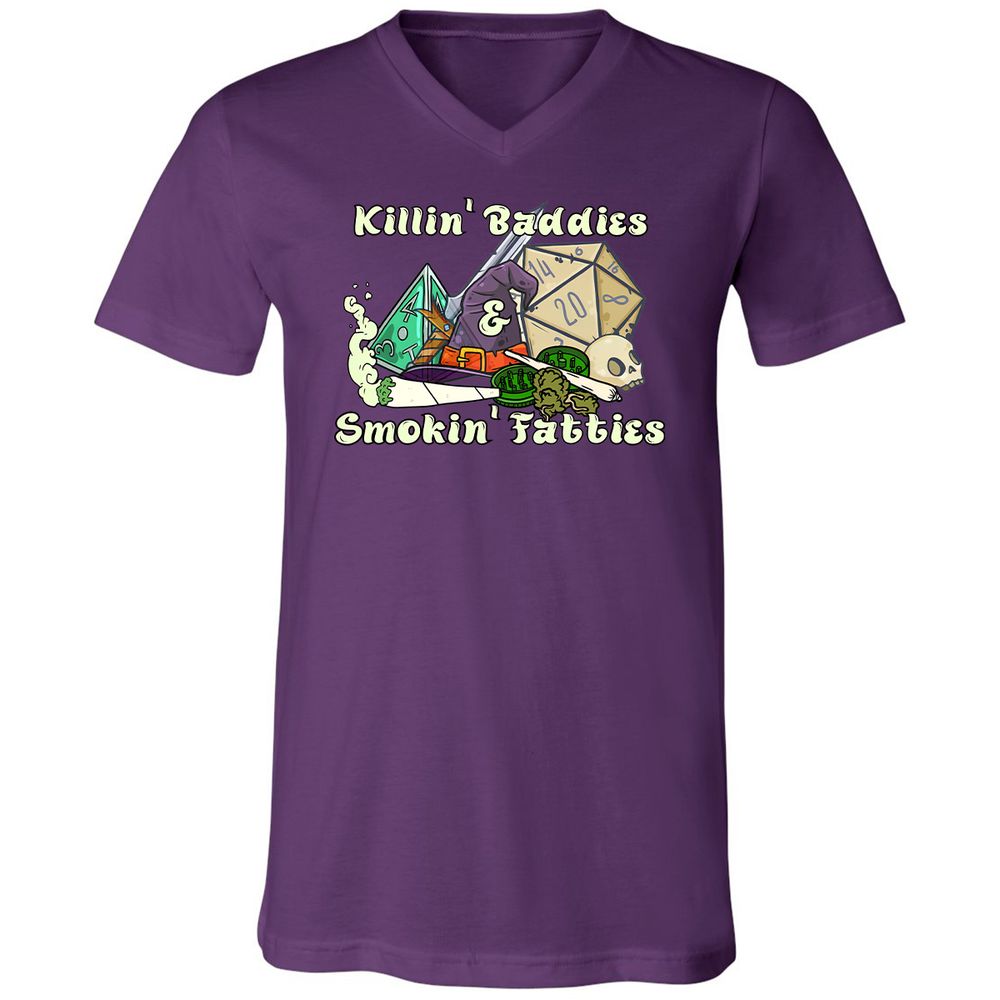 Killin' Baddies Smokin' Fatties Unisex V-Neck T-Shirt - Team Purple - 2