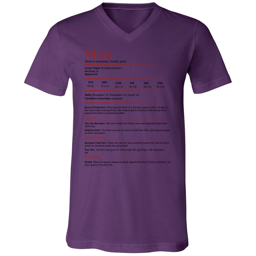 Mom Stats Unisex V-Neck T-Shirt - Team Purple - 2