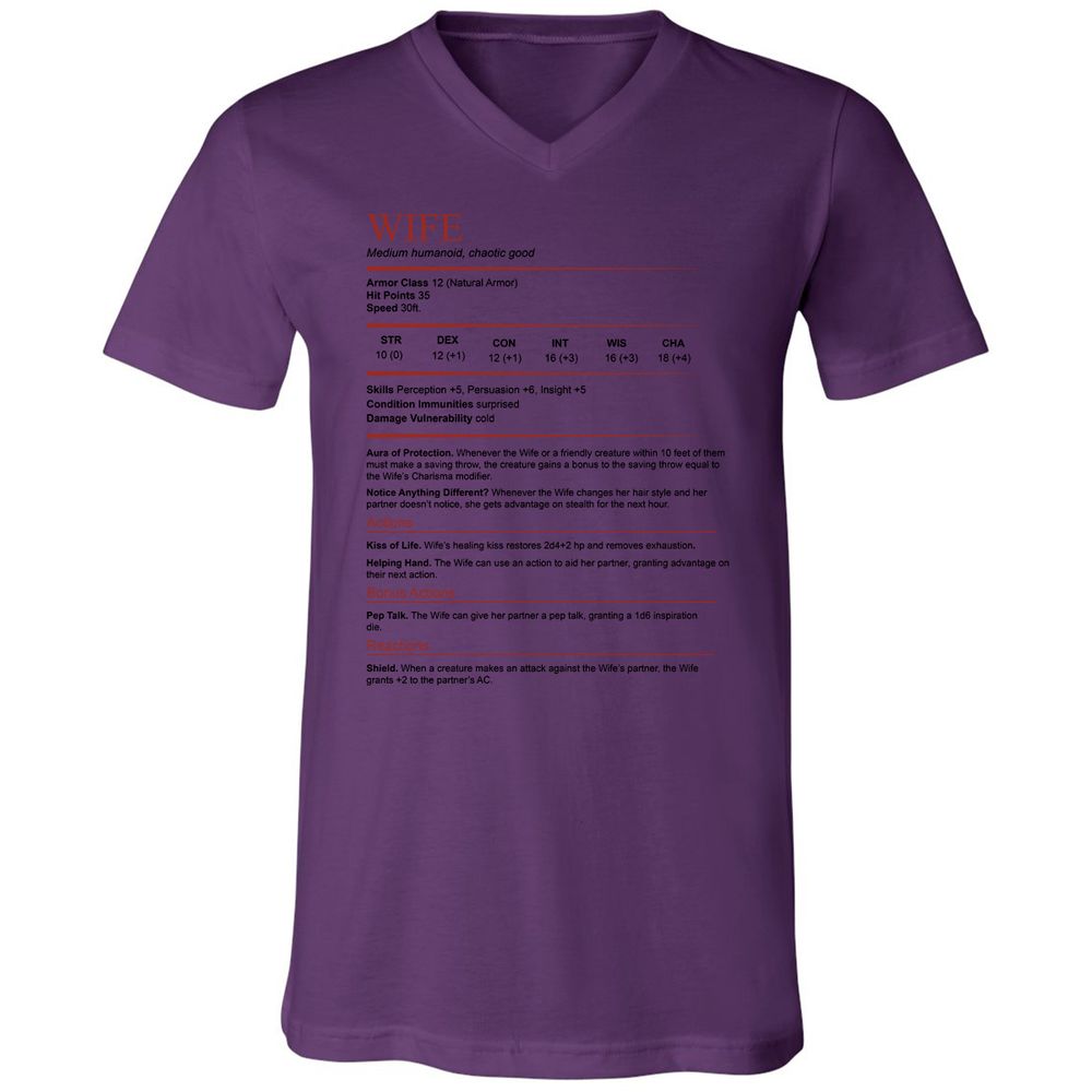 Wife White Unisex V-Neck T-Shirt - Team Purple - 2