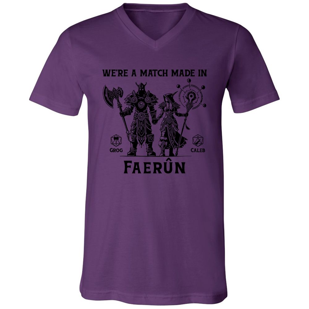 Custom DnD Class Couple Unisex V-Neck T-Shirt - Team Purple - 2