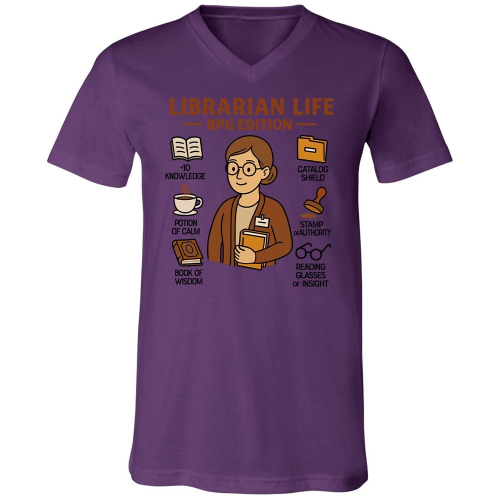 Librarian Life RPG Edition Unisex V-Neck T-Shirt - Team Purple - 2