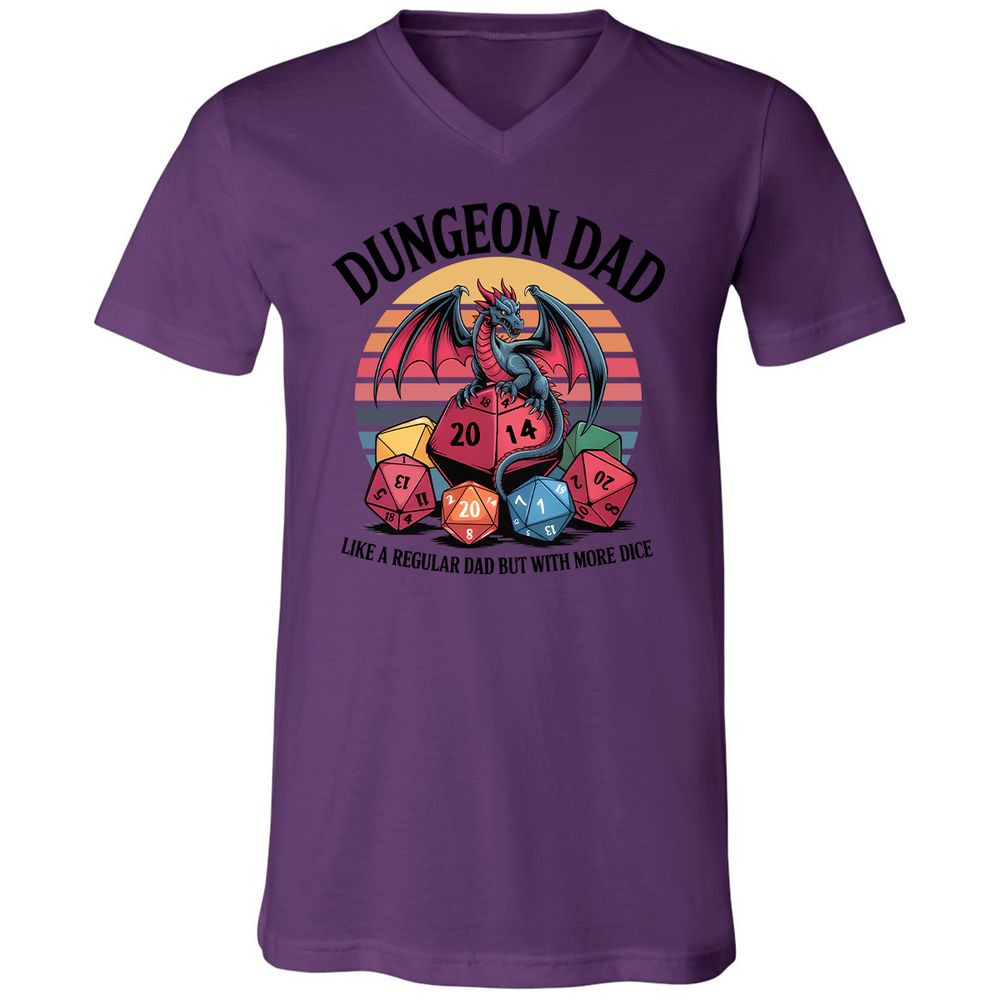Dungeon Dad With More Dice Unisex V-Neck T-Shirt - Team Purple - 2