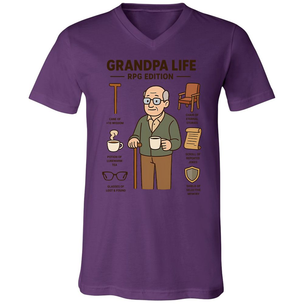 Grandpa Life RPG Edition Unisex V-Neck T-Shirt - Team Purple - 2
