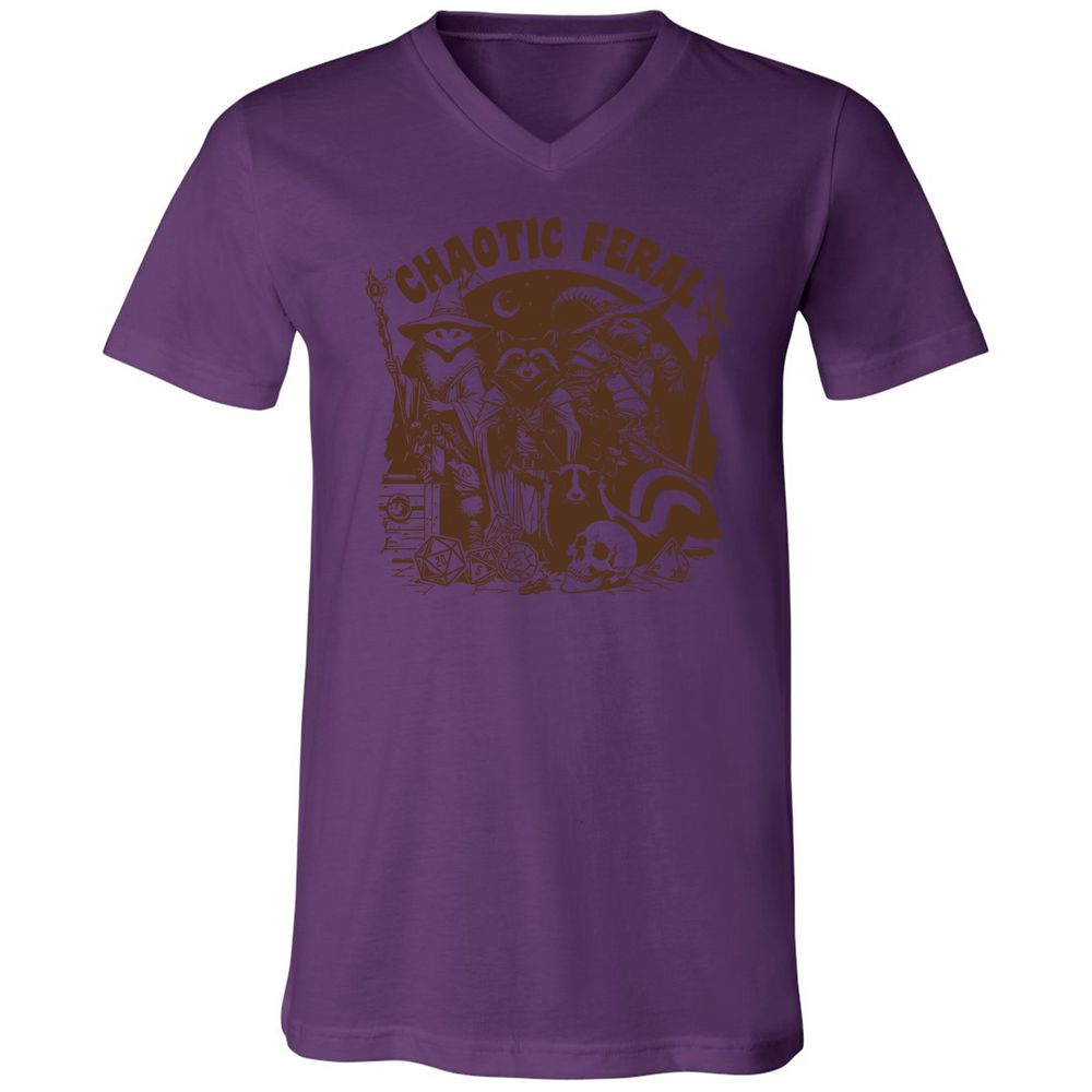 Raccoon Chaotic Feral Unisex V-Neck T-Shirt - Team Purple - 2