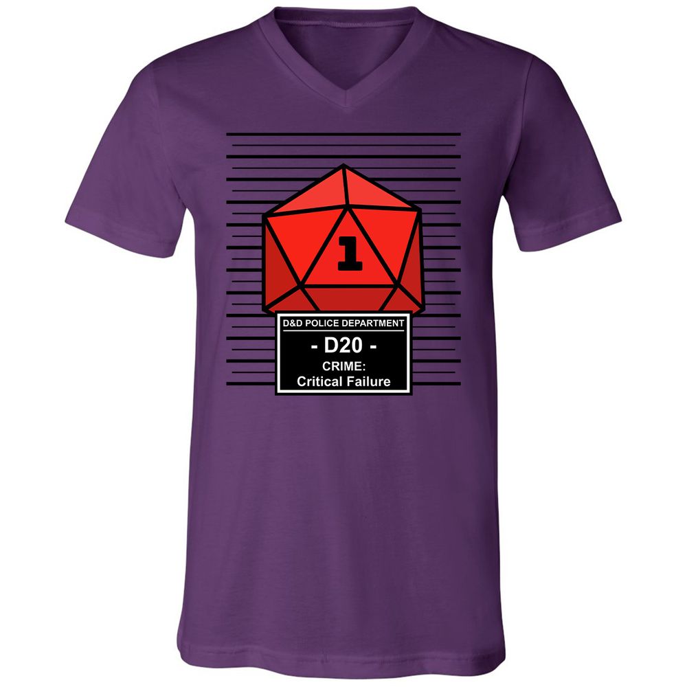D20 Arrested For Critical Failure Unisex V-Neck T-Shirt - Team Purple - 2