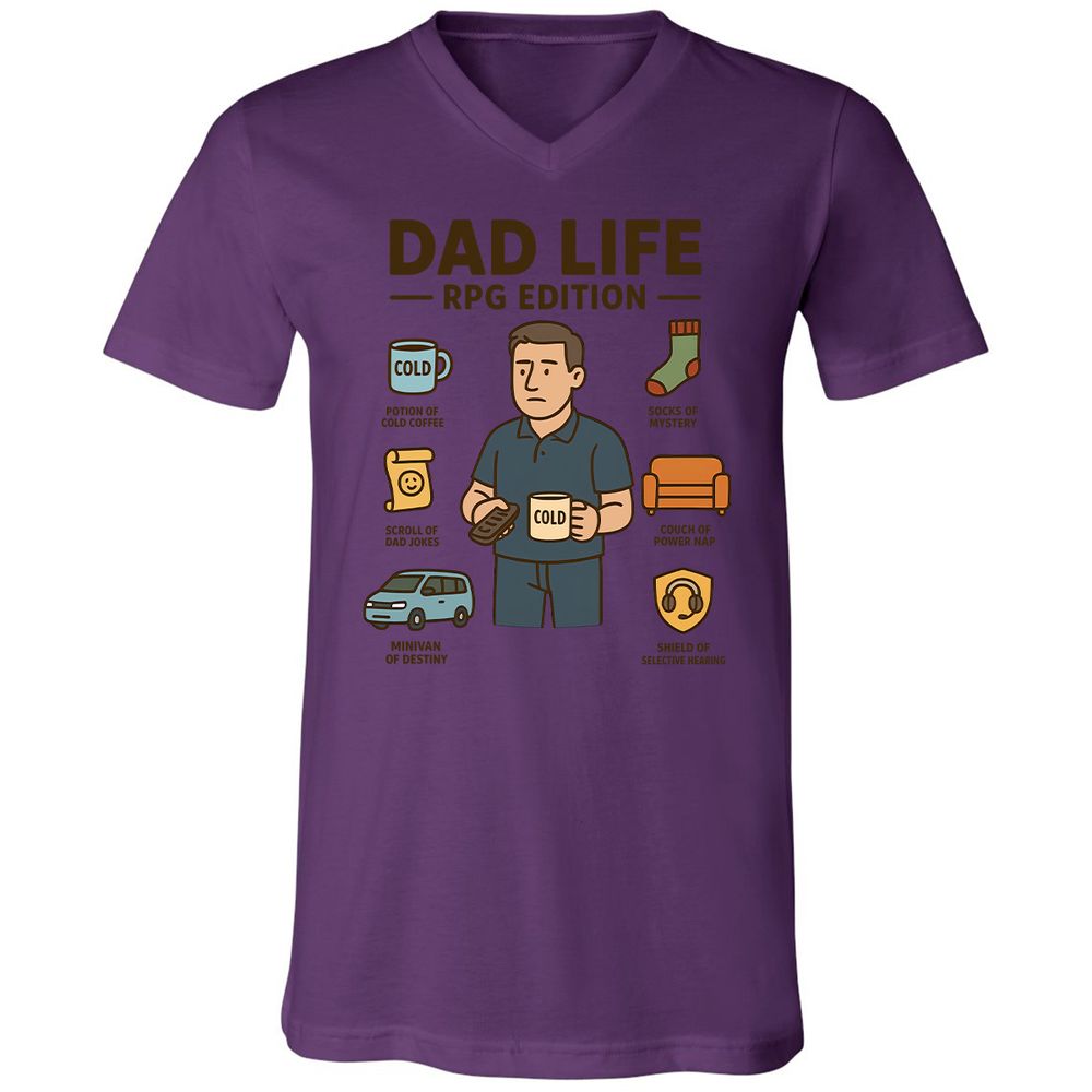 Dad Life RPG Edition Unisex V-Neck T-Shirt - Team Purple - 2