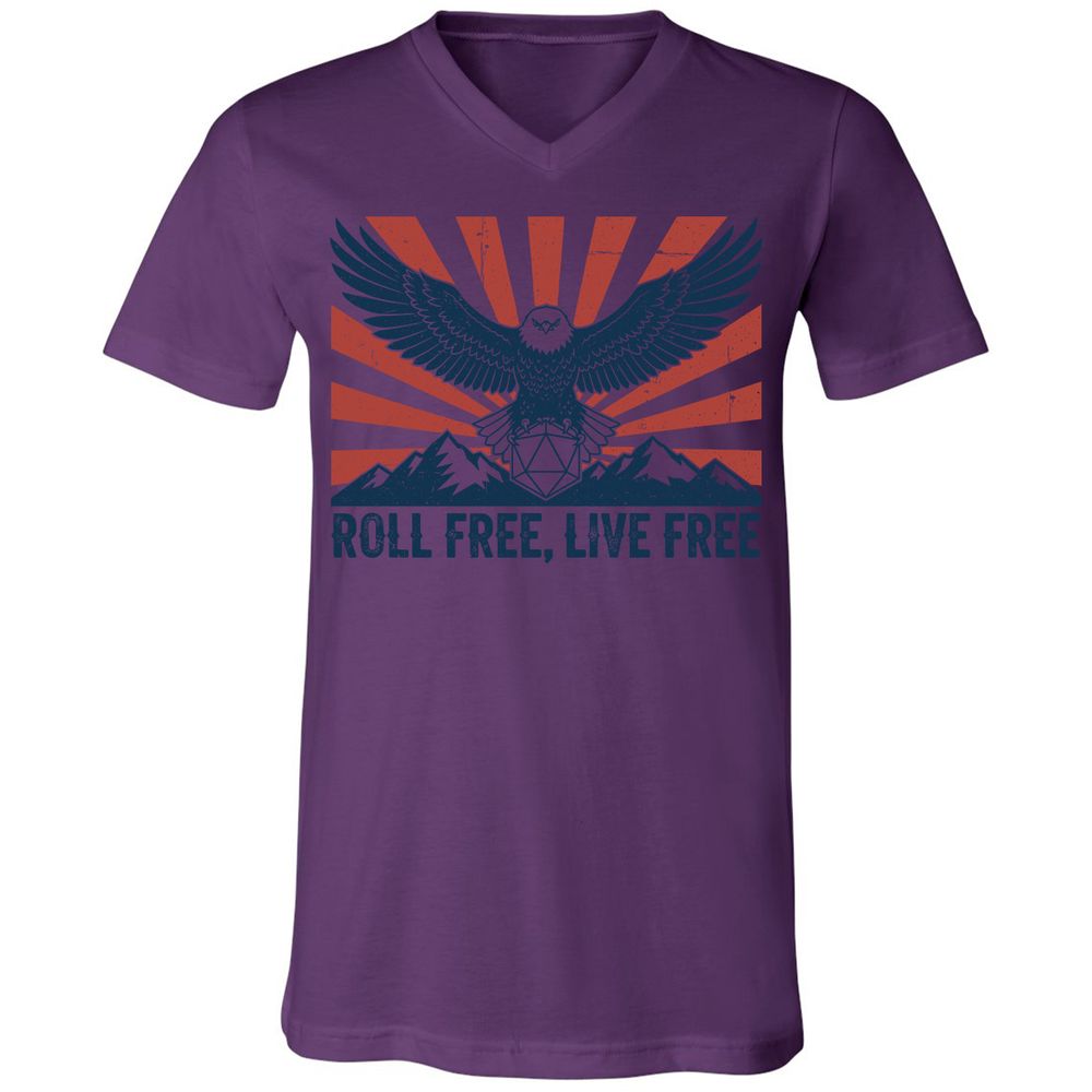 Roll Free, Live Free Unisex V-Neck T-Shirt - Team Purple - 2