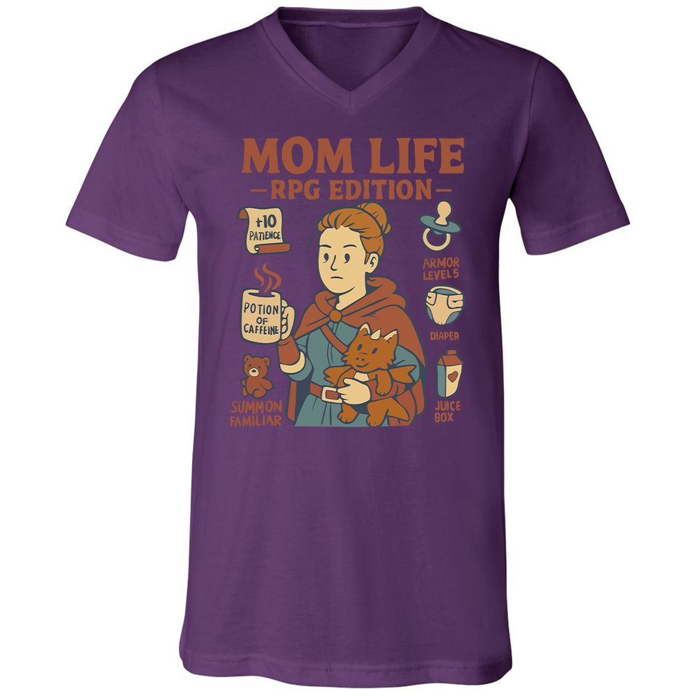 Mom Life RPG Edition Unisex V-Neck T-Shirt - Team Purple - 2
