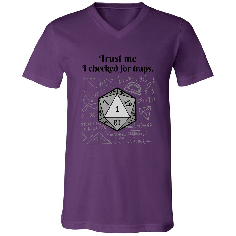 Trust me, I checked for traps. Unisex V-Neck T-Shirt - Team Purple - 2