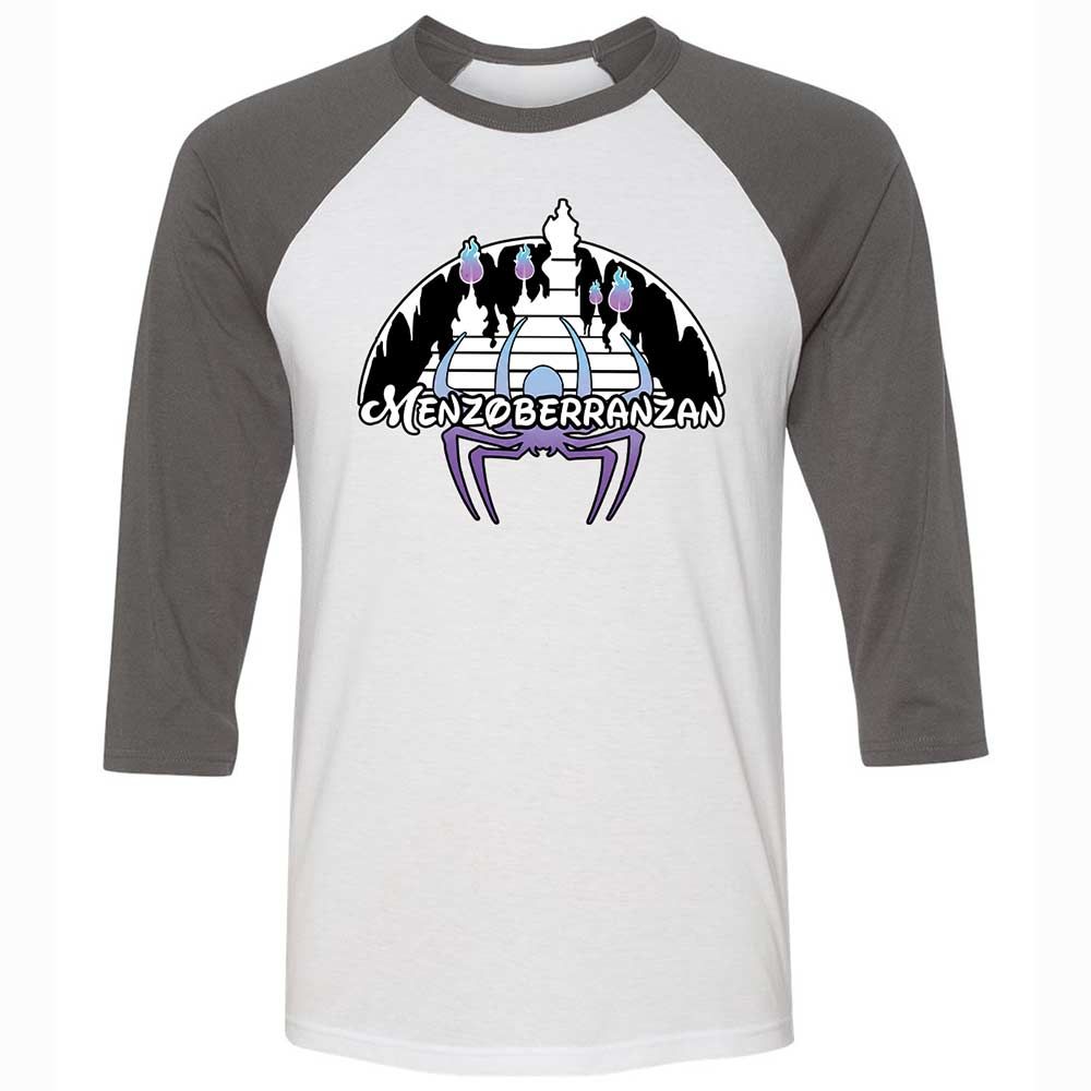 Menzoberranzan Unisex 3/4 Baseball Tee - White/Asphalt - 2