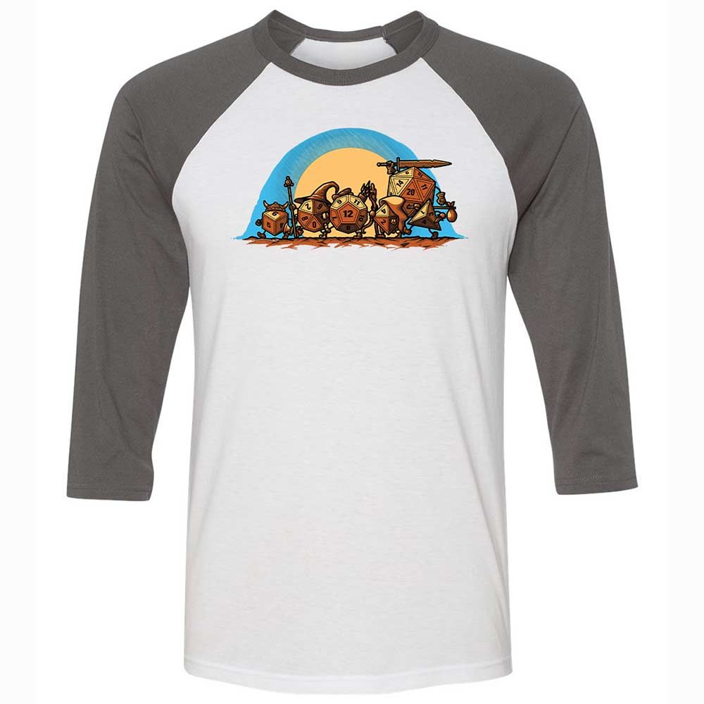 The Fellowship Of The Dice Unisex 3/4 Baseball Tee - White/Asphalt - 2