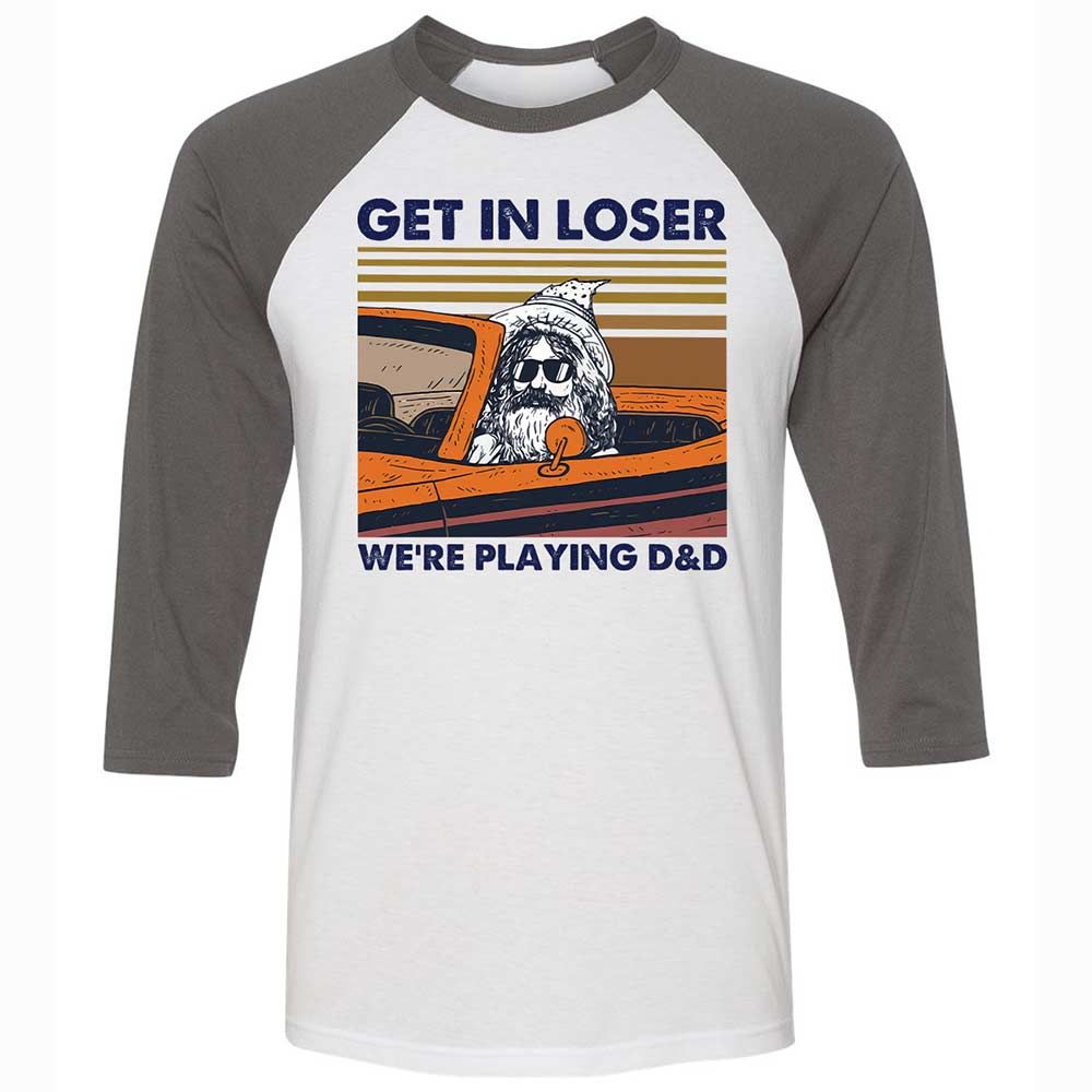 Get in Loser Unisex 3/4 Baseball Tee - White/Asphalt - 2