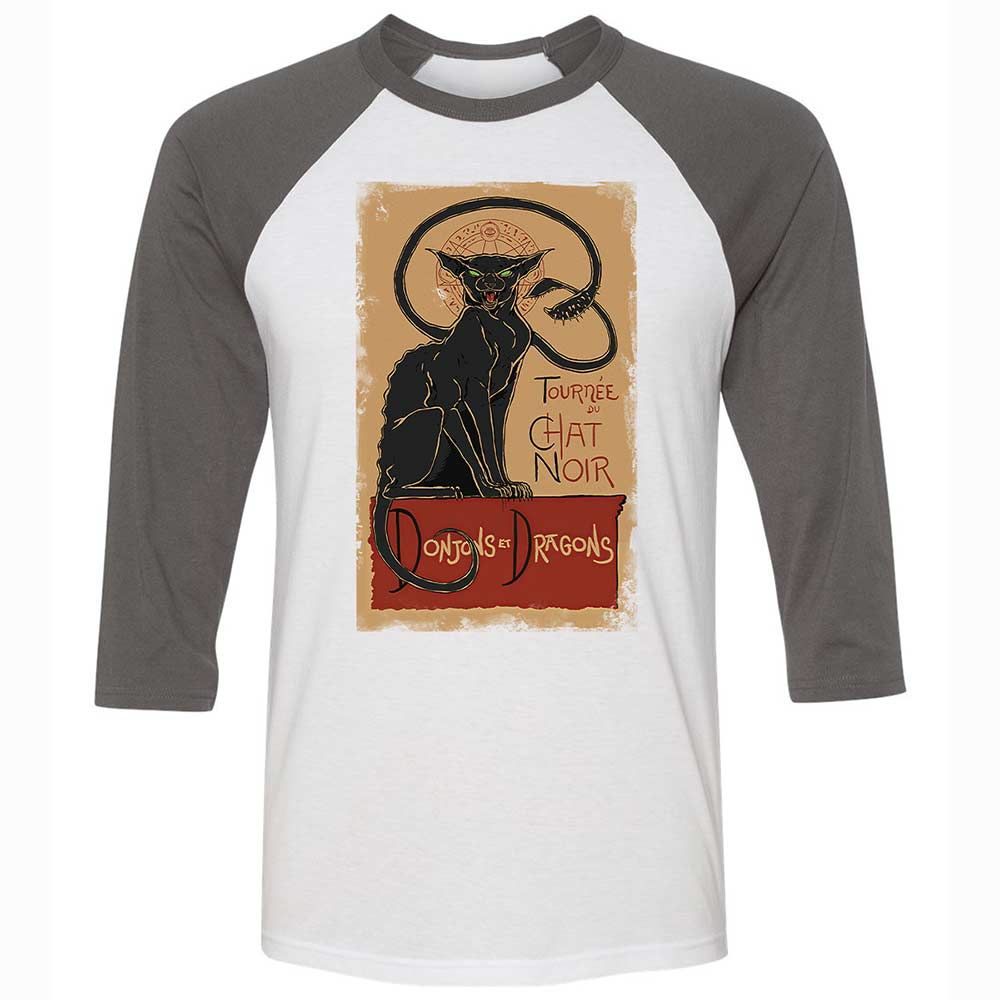 Tournee Du Chat Noir Unisex 3/4 Baseball Tee - White/Asphalt - 2